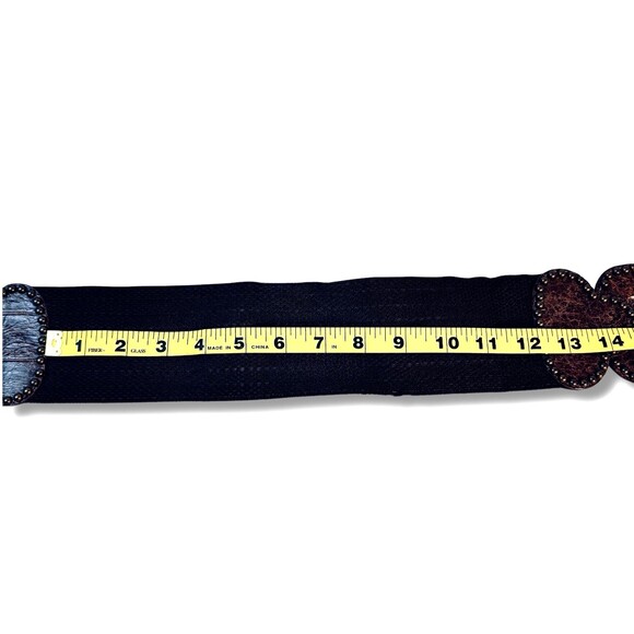 Leatherock USA 7267 Wide Stretch Waist Belt Brown Leather Bronze Buckle Boho L - Picture 13 of 16